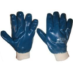 Oil-resistant nitrile gloves with a welt